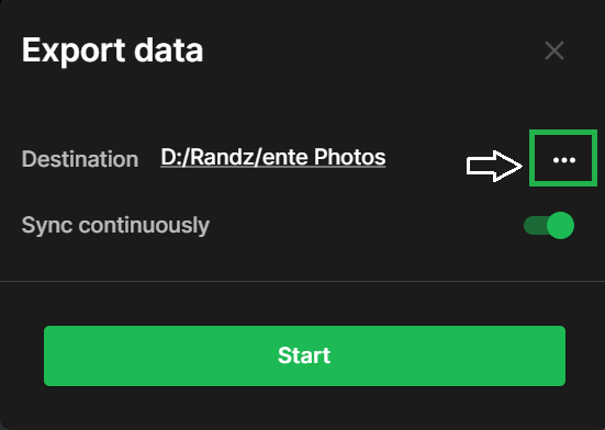 Ente - Select destination folder and start