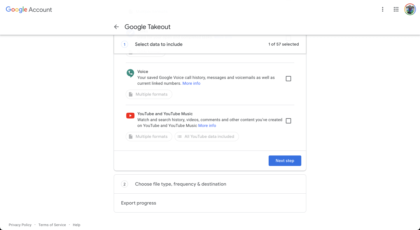 Google Takeout - Next