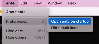 Autostart Ente using preferences menu